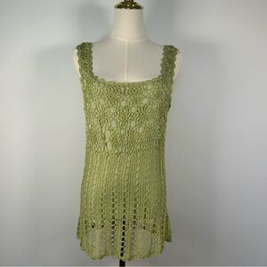 Vintage Krochetta Green Crochet Tank Top size XL
